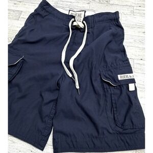 Ruehl No 925 Shorts Mens Blue Drawstring Outdoor Cargo Pockets Swim Cotton SMALL